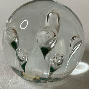 Vintage Art Glass Paperweight. Clear with controlled bubbles.